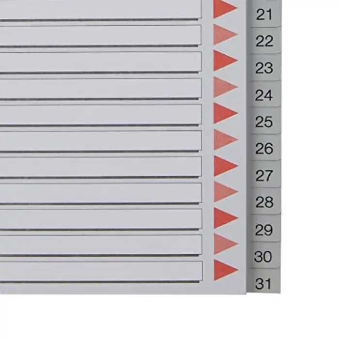 1-31 Rakamlı Separatör, A4, Gri, 100108