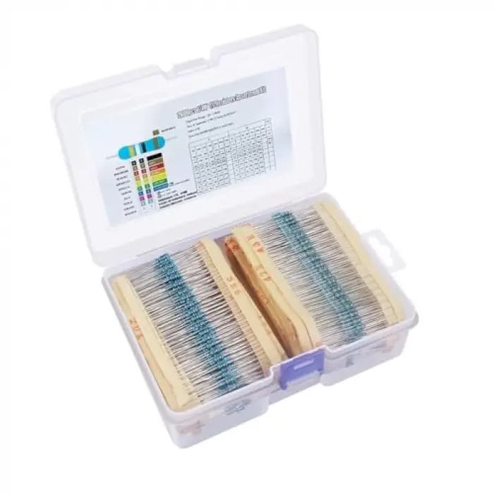 1/4W 1 Ohm - 10 Mega Ohm Arası 130 Çeşit 2600 Parça Direnç Seti