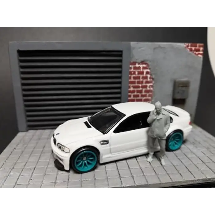 1/64 Garage Diorama Display Case (Gray Blinds) Gri