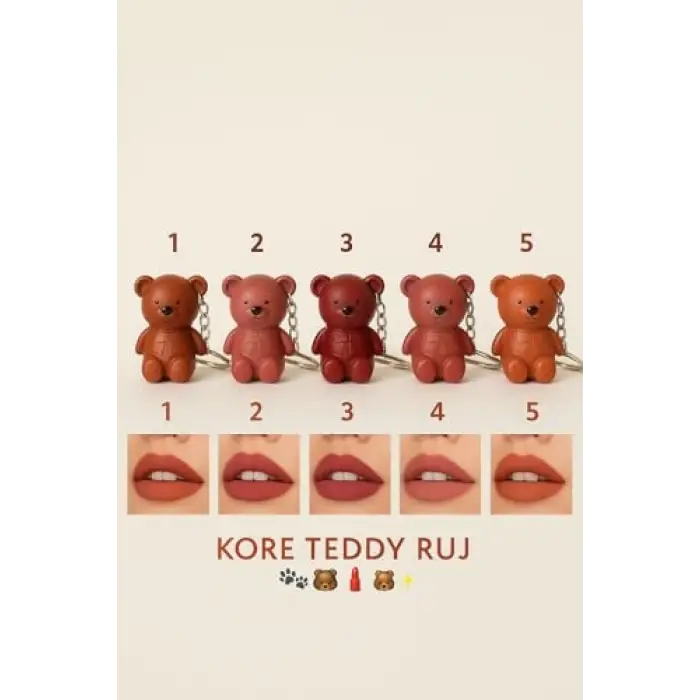 1 Adet Ayıcık Sevimli Lip Gloss Mat Ruj Anahtarlık (05)