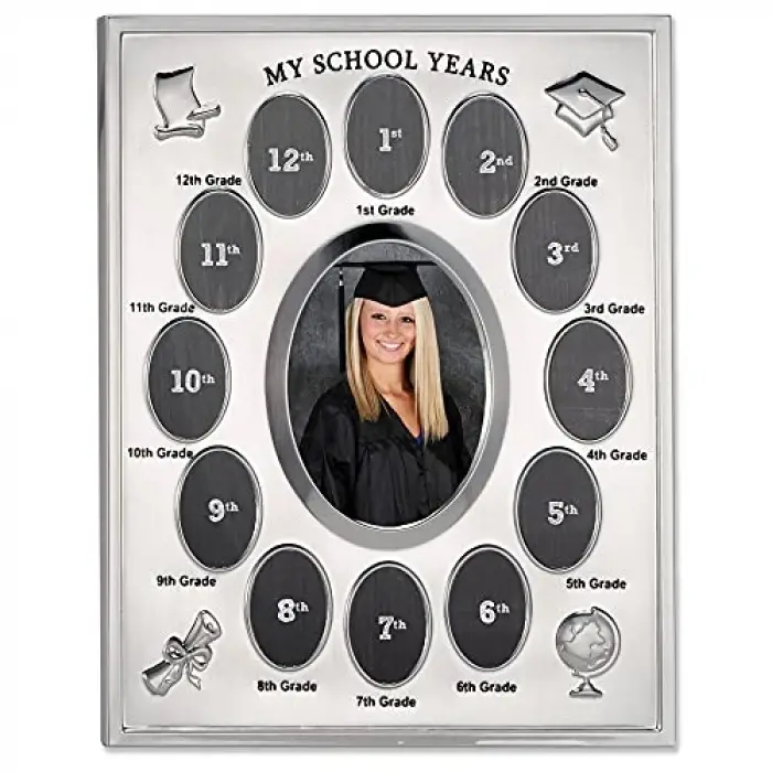 (1, Silver) - 835080 My School Years Silver Plated 8x10 Multi Picture Frame