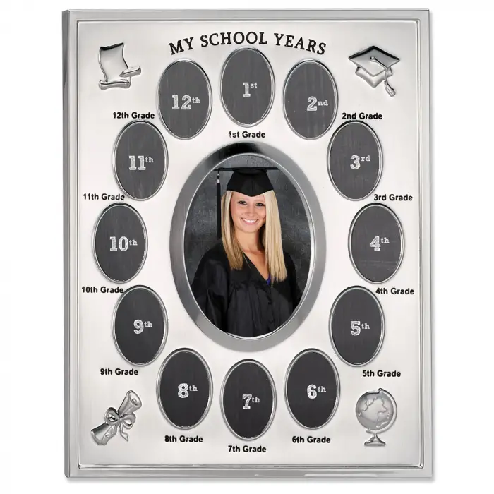 (1, Silver) - 835080 My School Years Silver Plated 8x10 Multi Picture Frame
