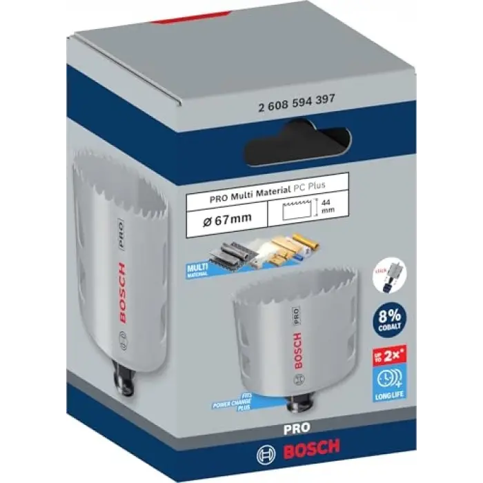 1 x PRO Multi Material Power Change Plus Hole Testere (Softwood, Drywall, Ø 67 mm, Professional Accessory Rotary Drill/Drivers)