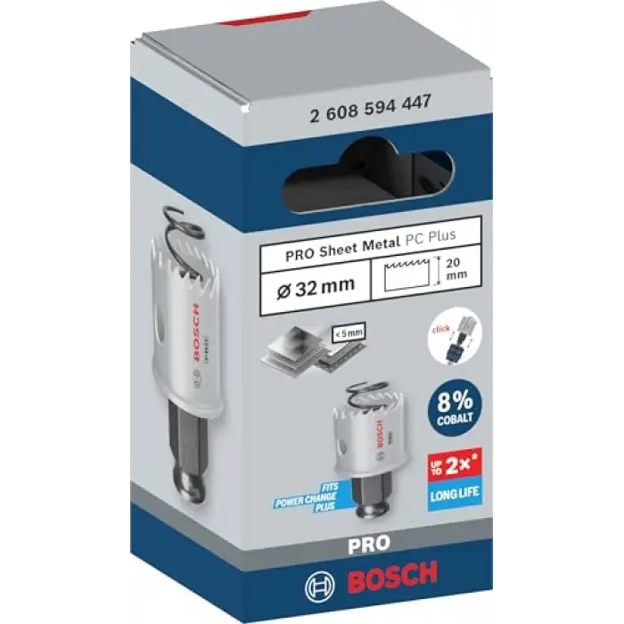 1 x Pro Sheet Metal Power Change Plus Delikli Testere (Paslanmaz Çelik Levhalar, Çelik Levhalar, Ø 32 mm, Profesyonel Aksesuar Döner Matkap/Sürücü)