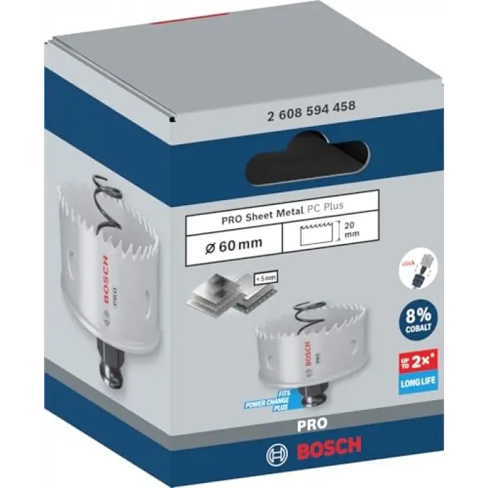 1 x Pro Sheet Metal Power Change Plus Delikli Testere (Paslanmaz Çelik Levhalar, Çelik Levhalar, Ø 60 mm, Profesyonel Aksesuar Döner Matkap/Sürücü)