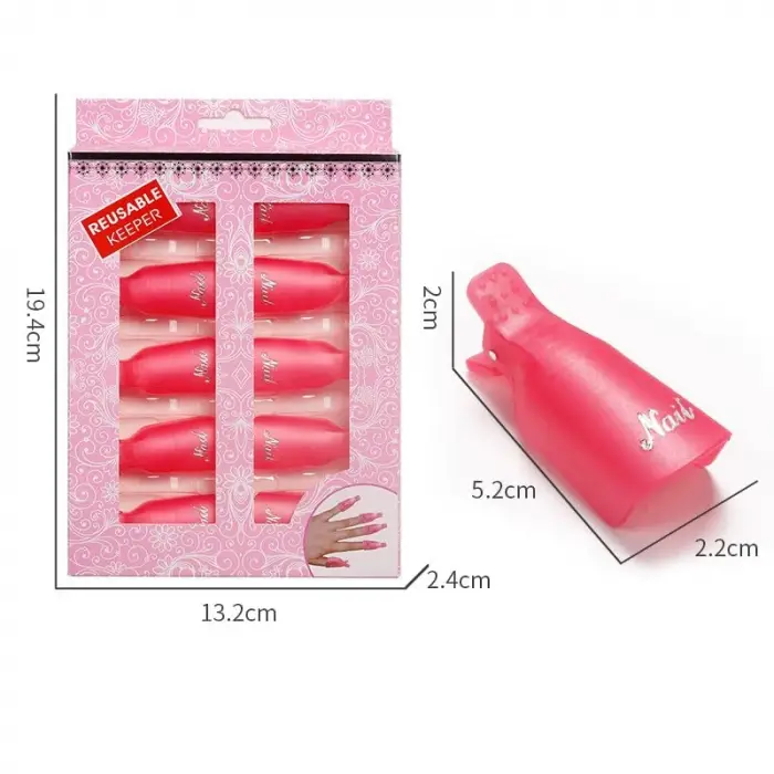10 Adet Oje Kalıcı Oje Çıkarma Mandalı, Pembe