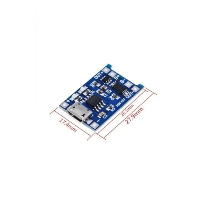 10 Adet TP4056 18650 Micro USB Korumalı Lityum Pil Şarj Devresi