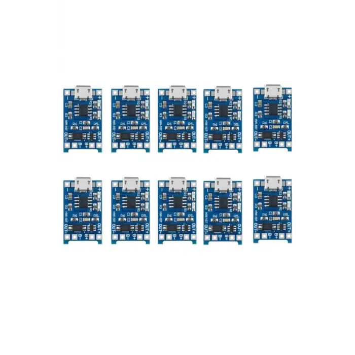 10 Adet TP4056 18650 Micro USB Korumalı Lityum Pil Şarj Devresi