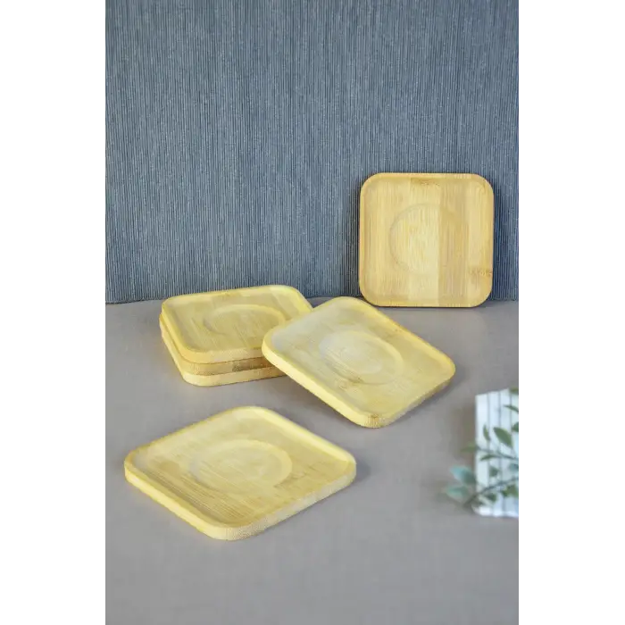 10 cm Kare Bambu Çay Bardağı Altlığı, 6lı