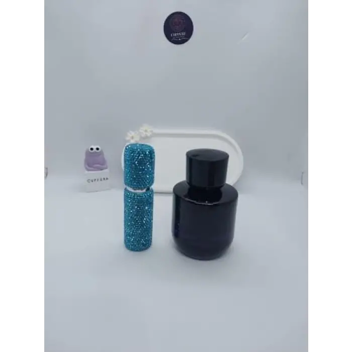 10 ml mavi mini doldurulabilir parfüm şişesi, elmas işlemeli