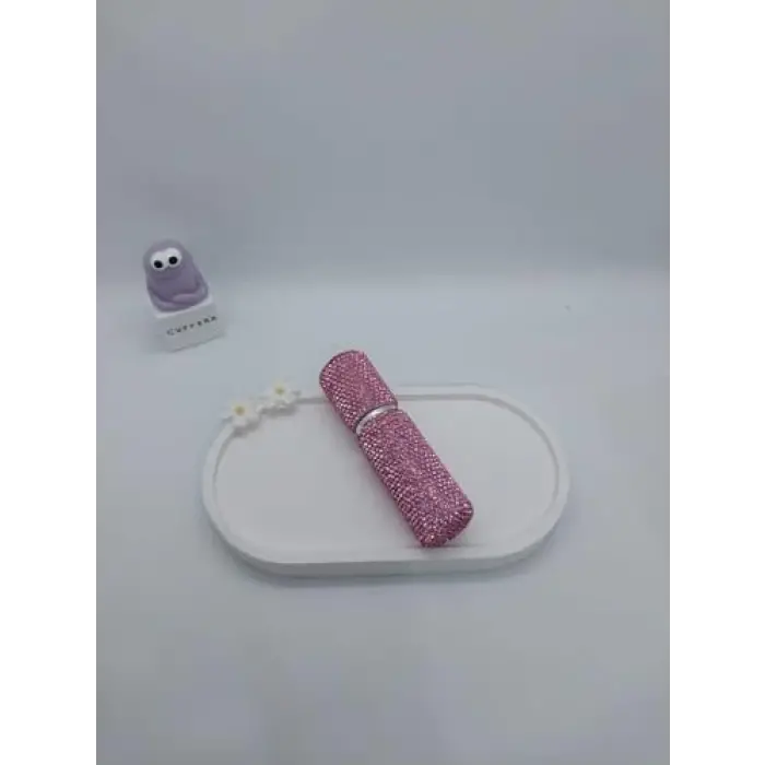 10 ml pembe mini doldurulabilir parfüm şişesi, elmas işlemeli