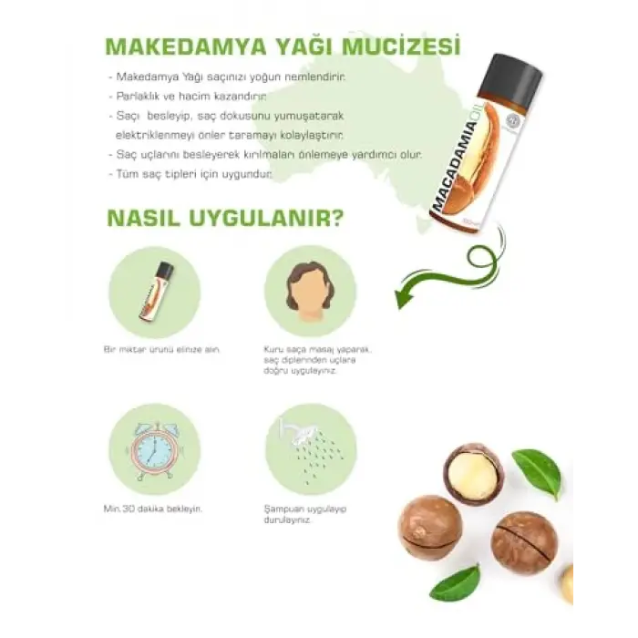 %100 makadamya yağı 100 ml