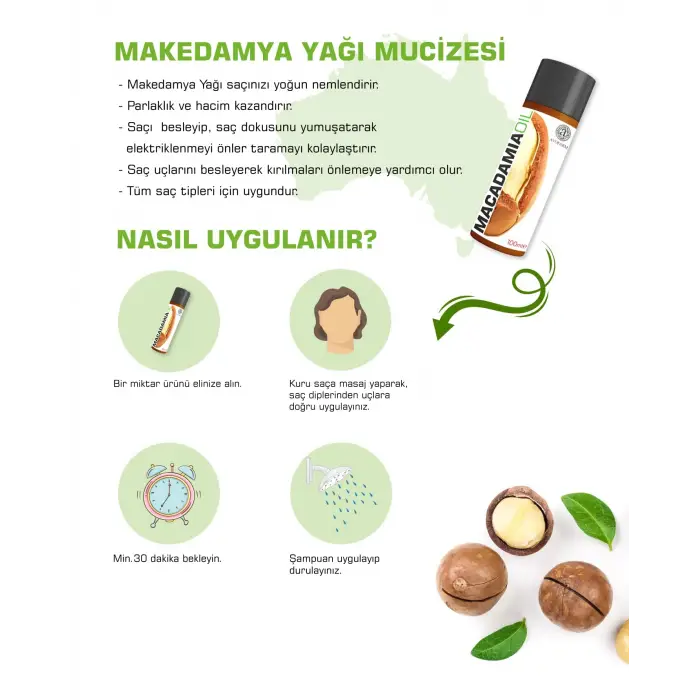 %100 makadamya yağı 100 ml