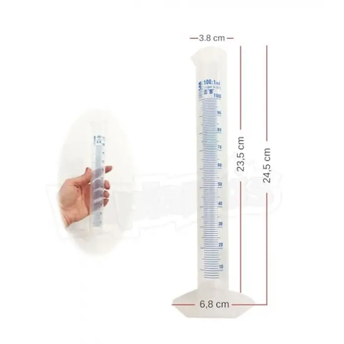 100 ml plastik mezür, mavi skala
