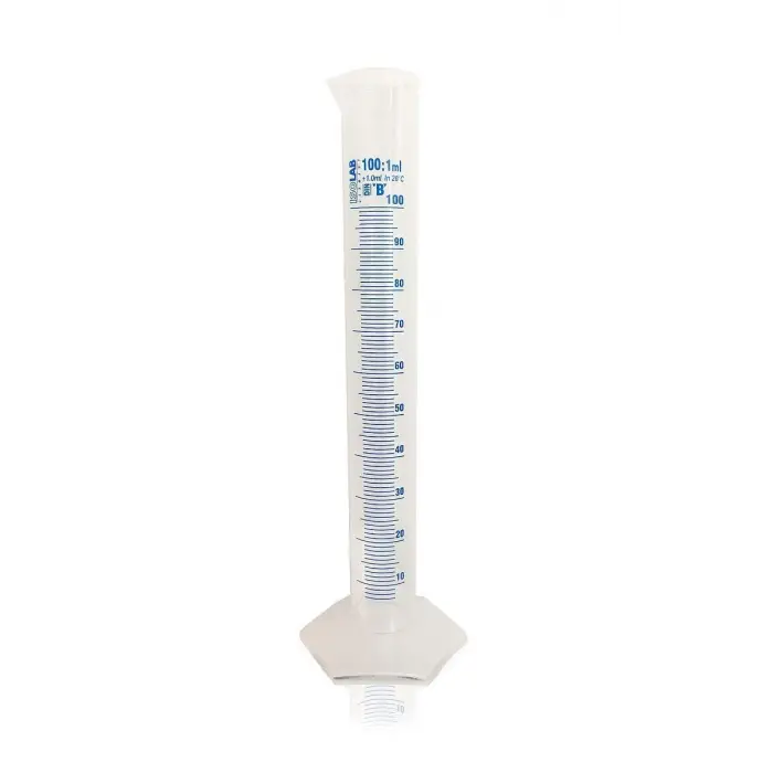 100 ml plastik mezür, mavi skala
