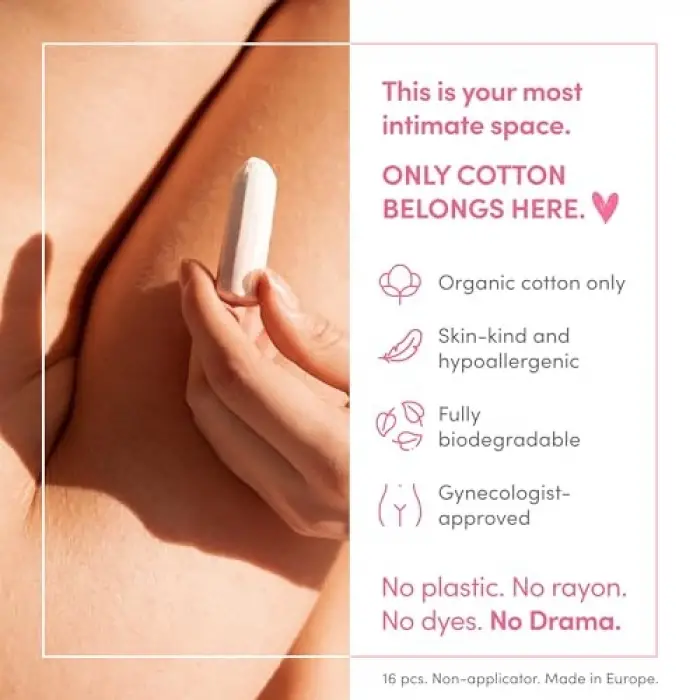 %100 Organik Pamuklu Mini Tampon, 16 Adet