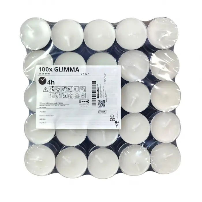 100 Tealight Mum Kokusuz Ev Tatil Parti Dekoru GLIMMA