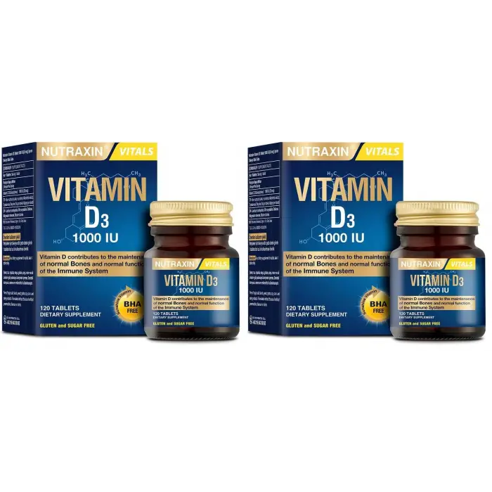 1000 IU, 25 mcg D3 vitamini, 120 tablet, 2 paket