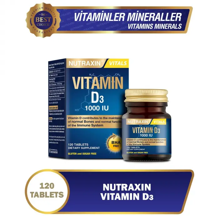 1000 IU, 25 mcg D3 vitamini, 120 tablet