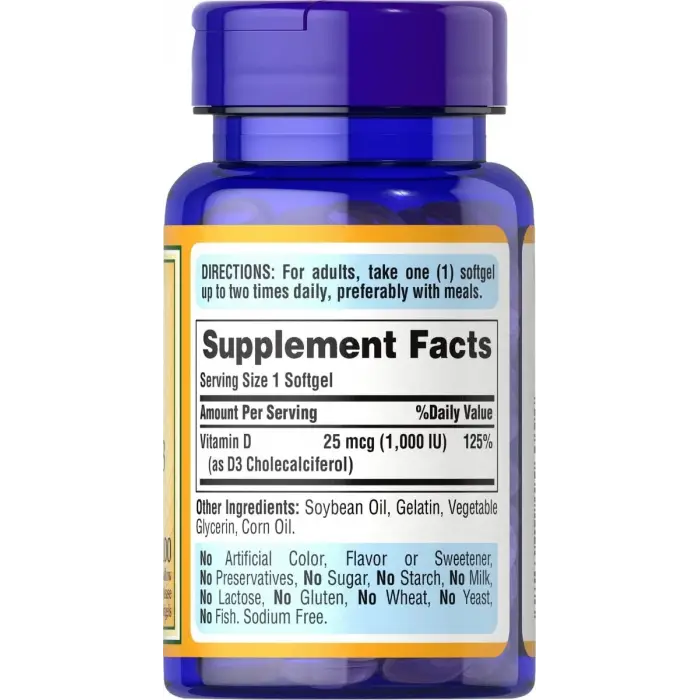 1000 IU D3 vitamini, 100 yumuşak kapsül