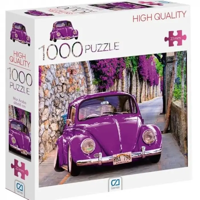 1000 Parça Mor Araba Puzzle 7028, Araba Puzzle