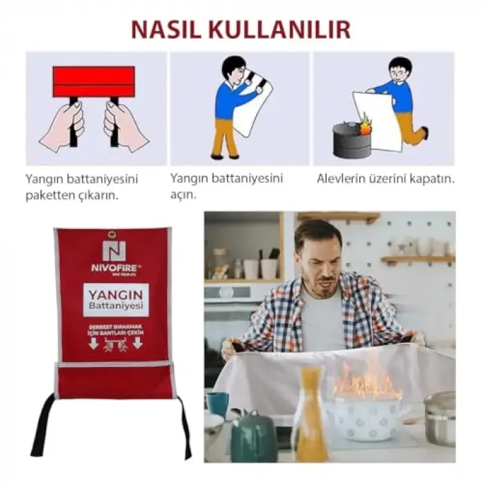 100x100 cm yangın battaniyesi