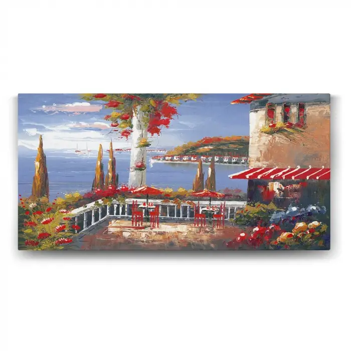 100x50 cm Deniz Manzaralı Kafe Tablosu