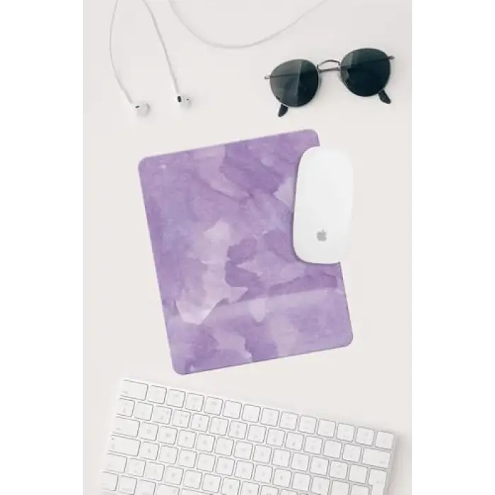 108 Mor Desenli Bilek Destekli Dikdörtgen Mouse Pad