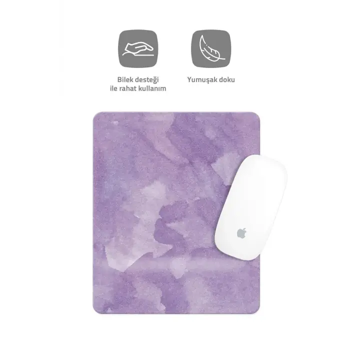 108 Mor Desenli Bilek Destekli Dikdörtgen Mouse Pad