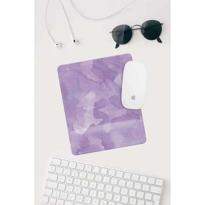 108 Mor Desenli Bilek Destekli Dikdörtgen Mouse Pad