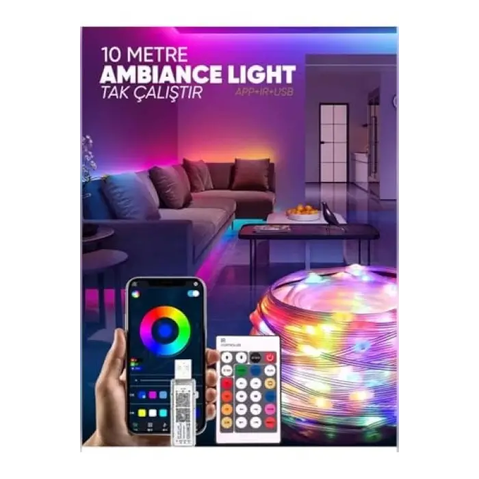 10M Smart LED Sese Duyarlı Bluetooth Baglantı