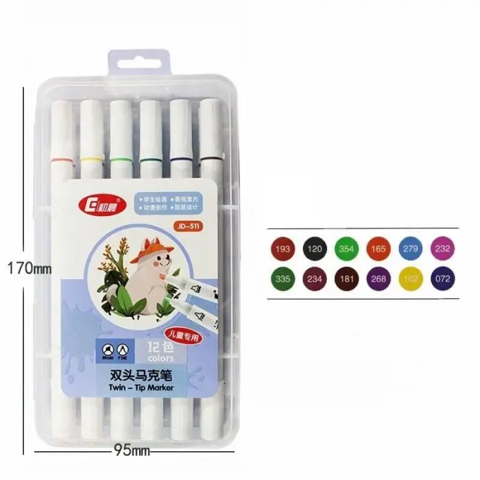 12 Adet Slim Marker Kalem Seti