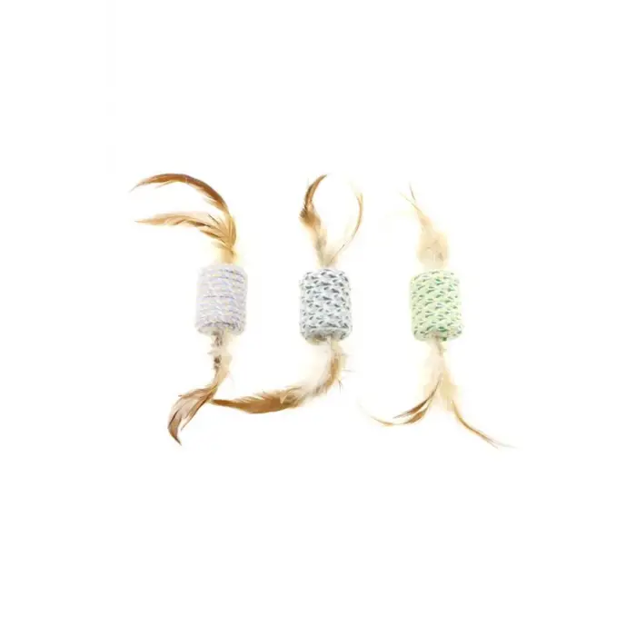 12 Cm Örme, Tüylü Silindir Kedi Oyuncağı