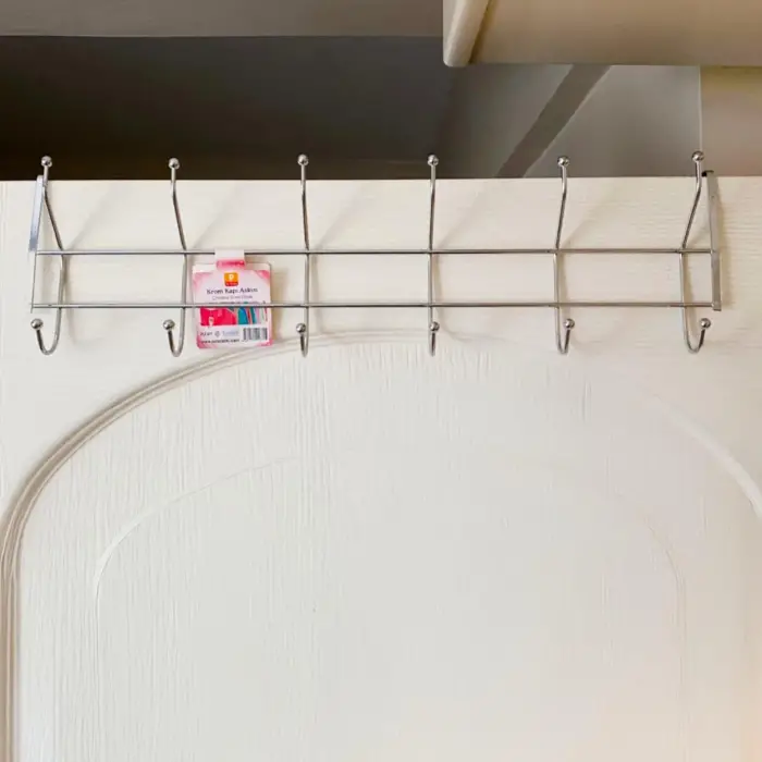 12li Krom Kapı Arkası Askılık - 50 cm Genişlik, Vidasız Matkapsız Kapı Üstü Askı, Çok Amaçlı Elbise, Mont, Çanta Düzenleyici, Krom Kaplama Banyo, Mutfak, Oda Askılığı