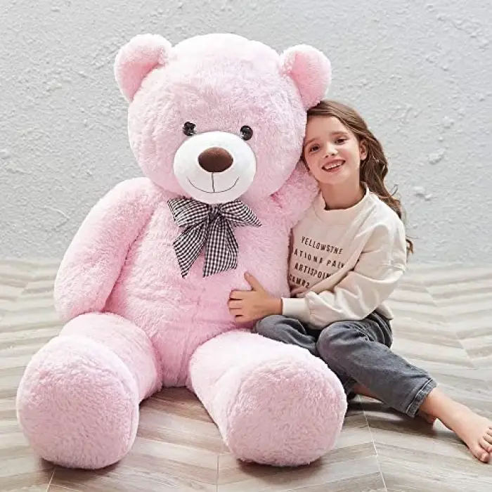 120 cm Papyonlu Sevimli Pelüş Ayı, Pembe