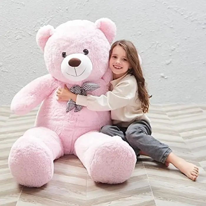 120 cm Papyonlu Sevimli Pelüş Ayı, Pembe