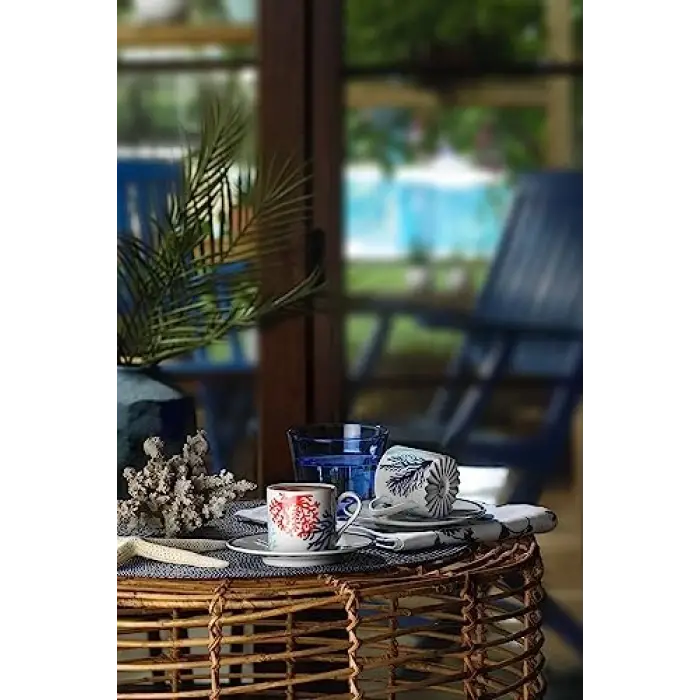 12216 Pilea 4 Parça 2 Kişilik Kahve Takımı