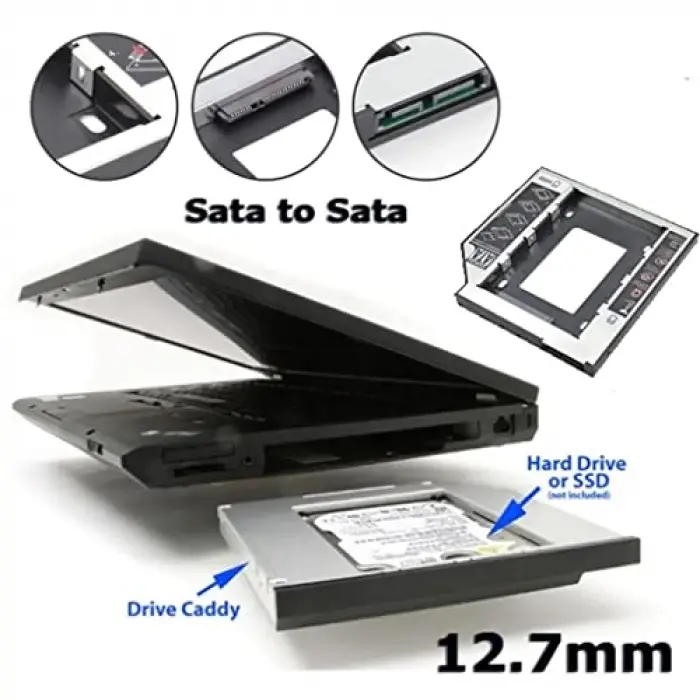 12.7mm HDD Caddy DVD SSD Kutu Sata CD Kızak İkinci Harddisk Laptop Notebook 4717