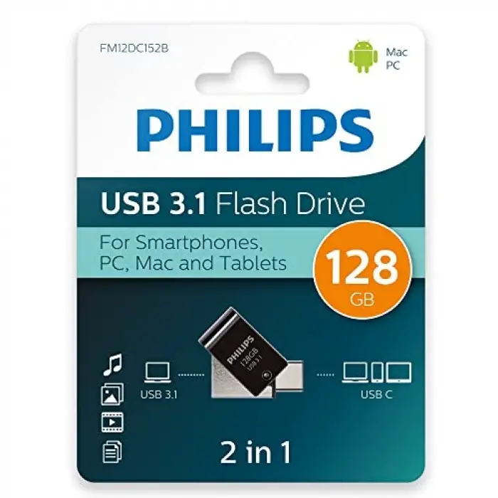 128 GB OTG Çift Bağlantılı Type-C ve USB Flash Bellek