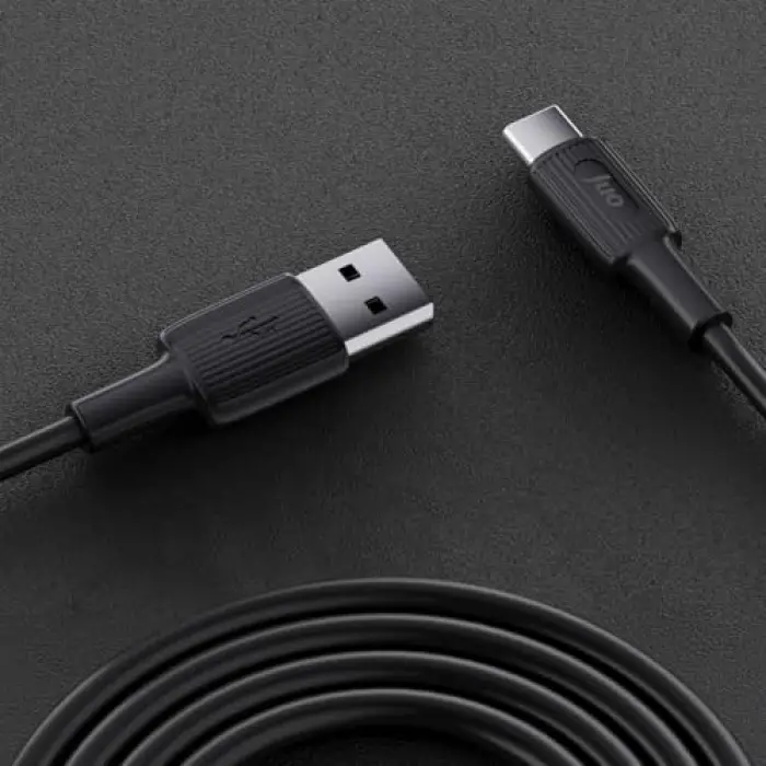 12W USB-A to Type-C Silikon Hızlı Şarj ve Data Kablosu Siyah 2 Metre