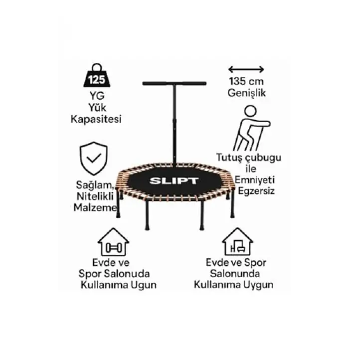 135 cm Altıgen Step Trambolin Siyah, Turuncu Cks-65