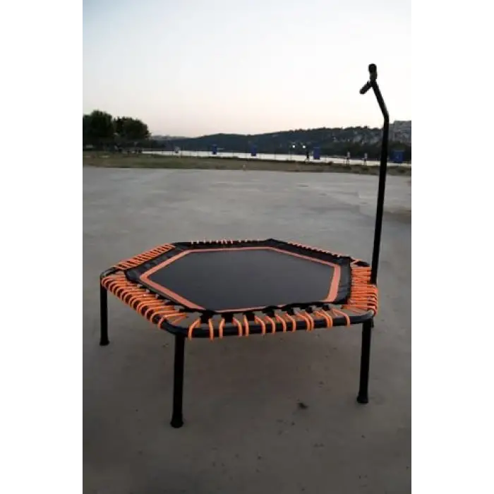 135 cm tutamaçlı trambolin Siyah, turuncu