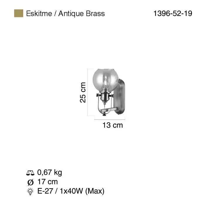 1396-52-19 Ponte Aplik Eskitme 1 X E27