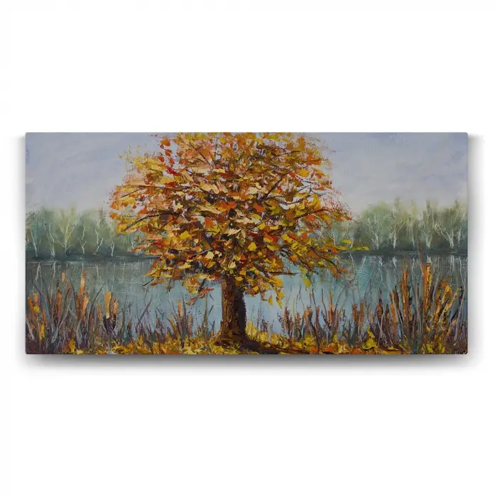 140x70 cm Sararmış Ağaç Görseli Duvar Tablosu