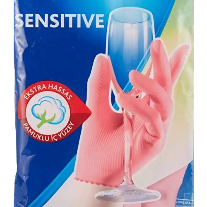 149212 Candy Pink Sensitive Eldiven, %100 Doğal Lateks, M 3lü set