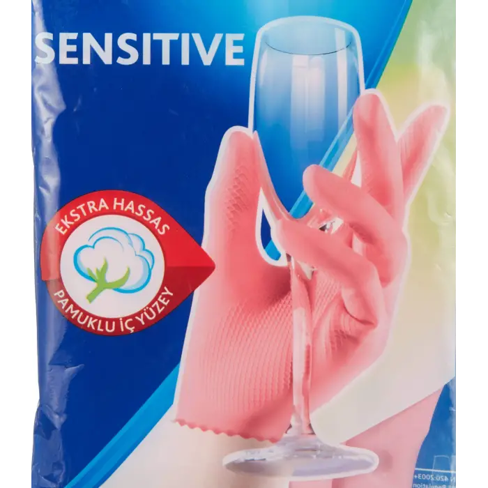149212 Candy Pink Sensitive Eldiven, %100 Doğal Lateks, M 3lü set