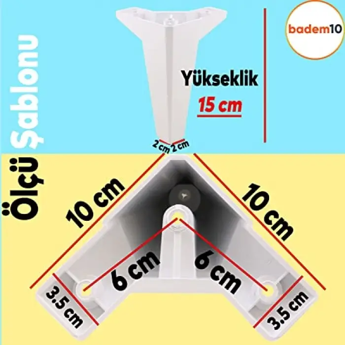 15 cm Beyaz Mobilya Ayağı, 4 Adet