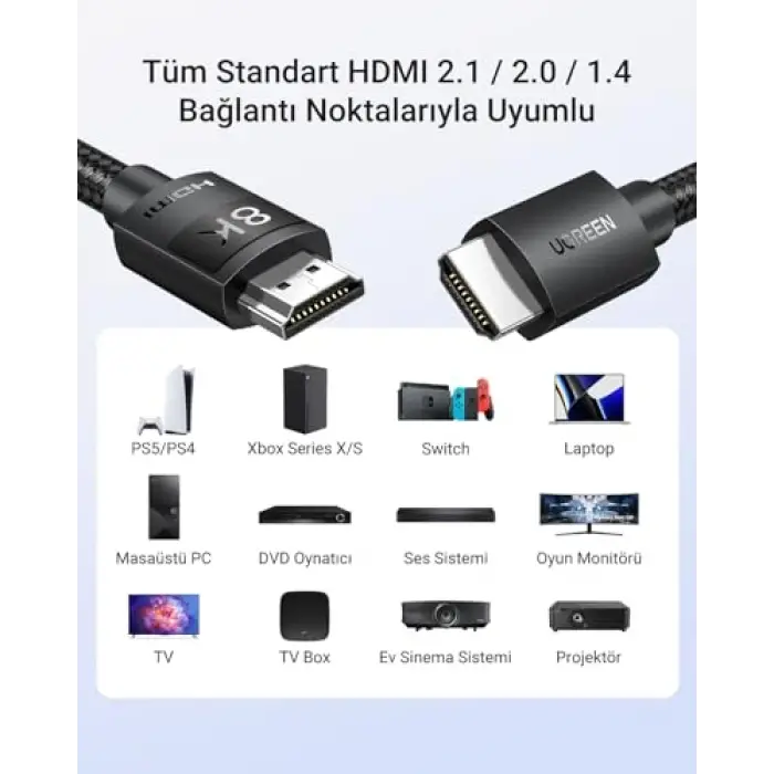 1,5 Metre 8K HDMI Görüntü Aktarım Kablosu, 40179