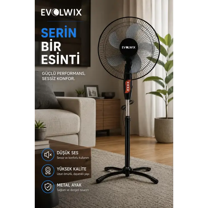16 inç Siyah Ayaklı Vantilatör