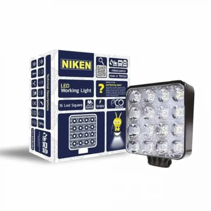 16 Ledli Kare Çalışma Lambası